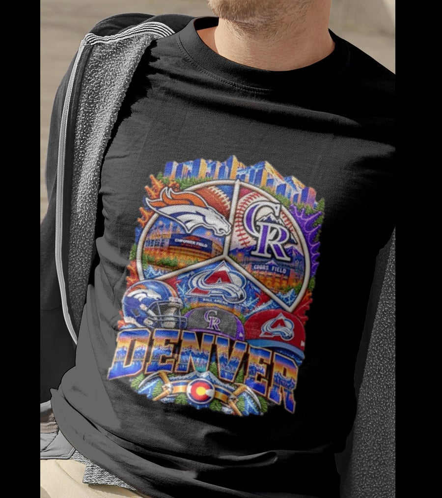 Denver Broncos Colorado Rockies Colorado Avalanche Empower Field Coors Field Ball Arena Stadiums Mashup T-Shirt
