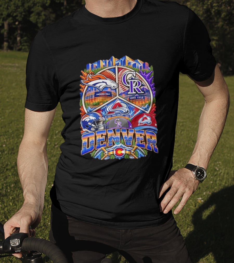 Denver Broncos Colorado Rockies Colorado Avalanche Empower Field Coors Field Ball Arena Stadiums Mashup T-Shirt