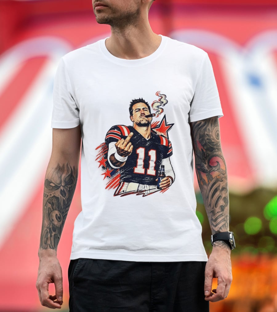 Case Keenum 11 Smoking Cigar Middle Finger Gesture T-Shirt