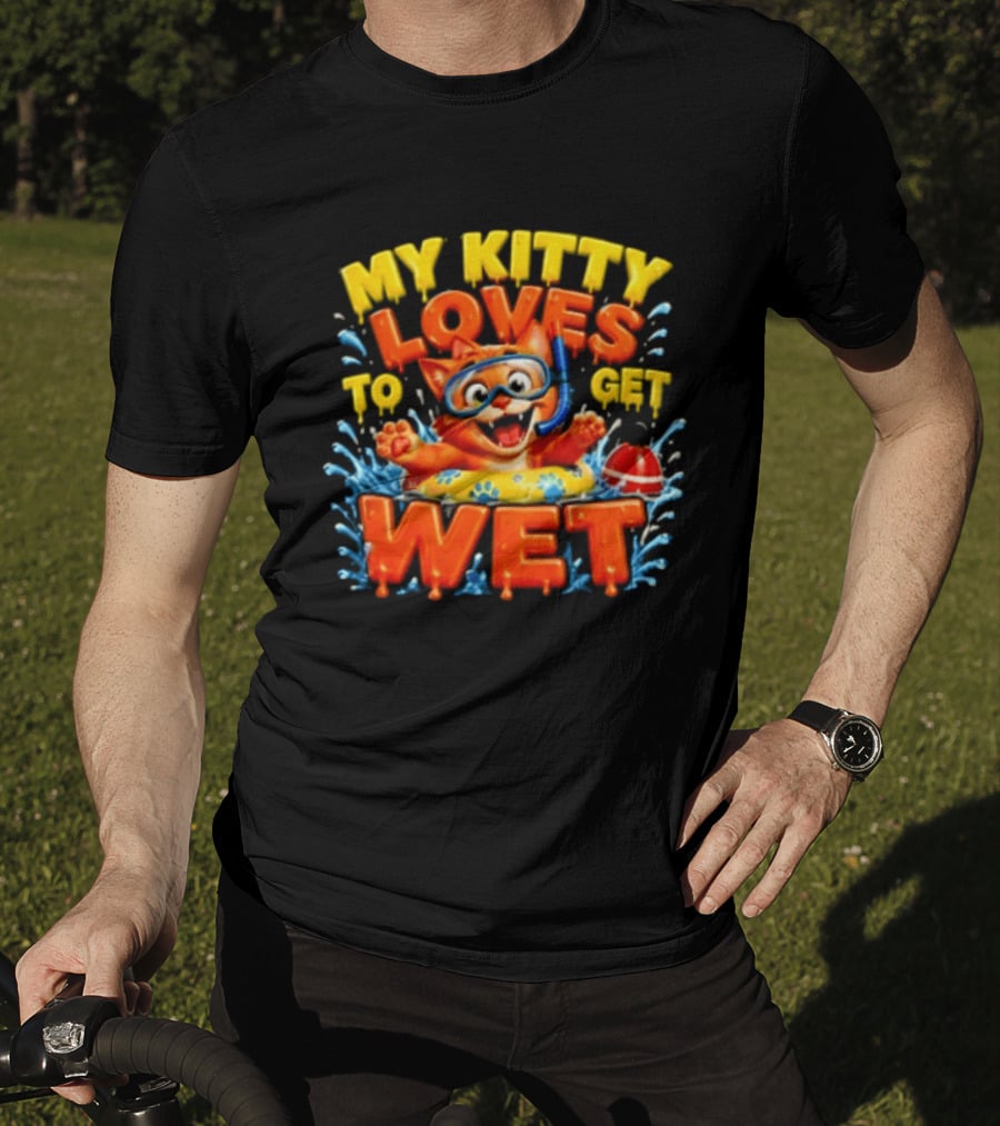 My Kitty Loves To Get Wet Orange Cat Snorkel Swimming Ring T-Shirt