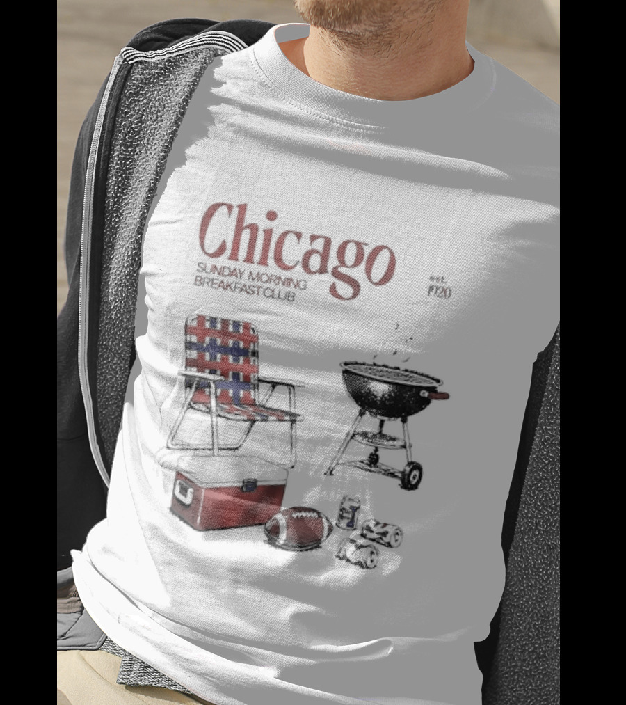 Chicago Sunday Morning Breakfast Club 1920 Charcoal Grill Lawn Chair Cooler T-Shirt