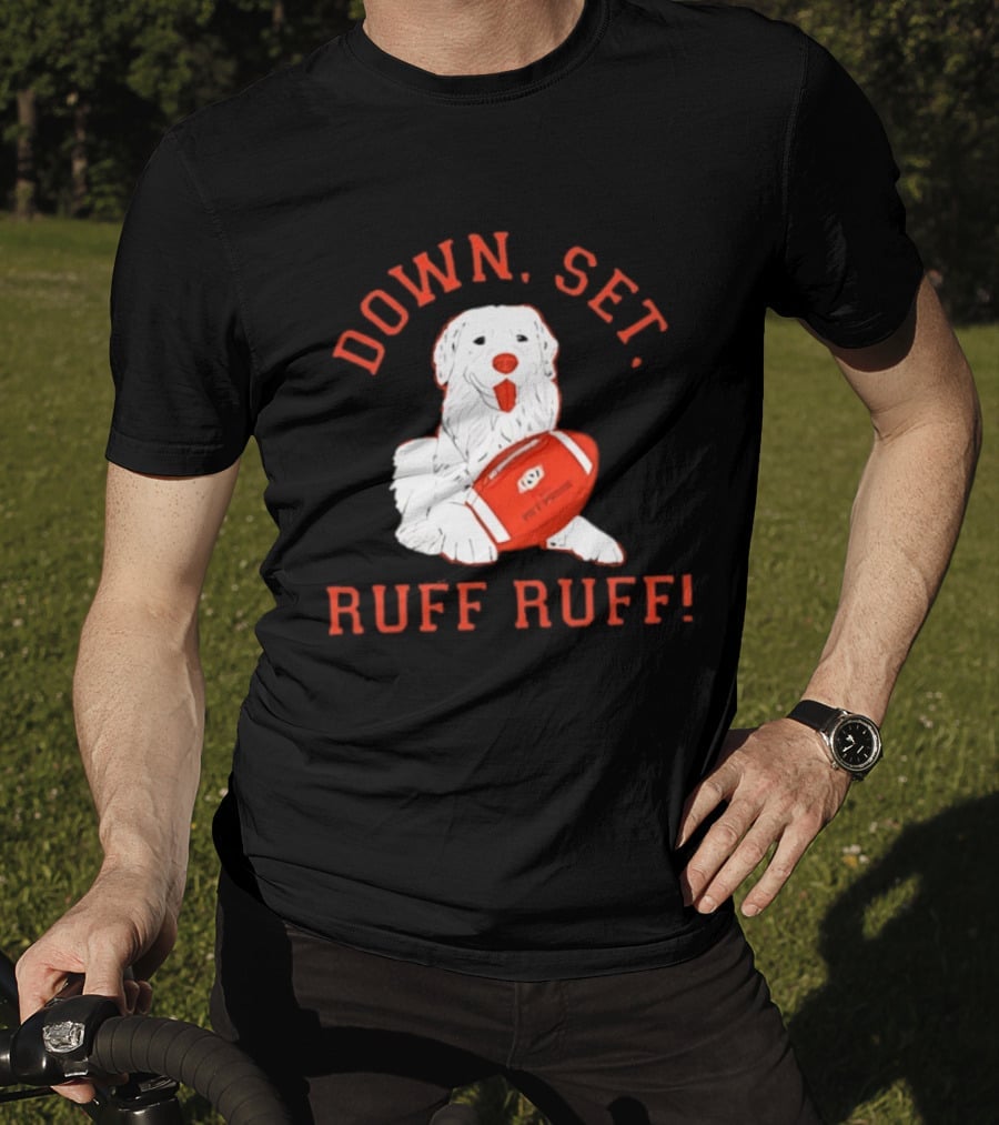 Pet Pride Dog Down Set Ruff Ruff Football T-Shirt