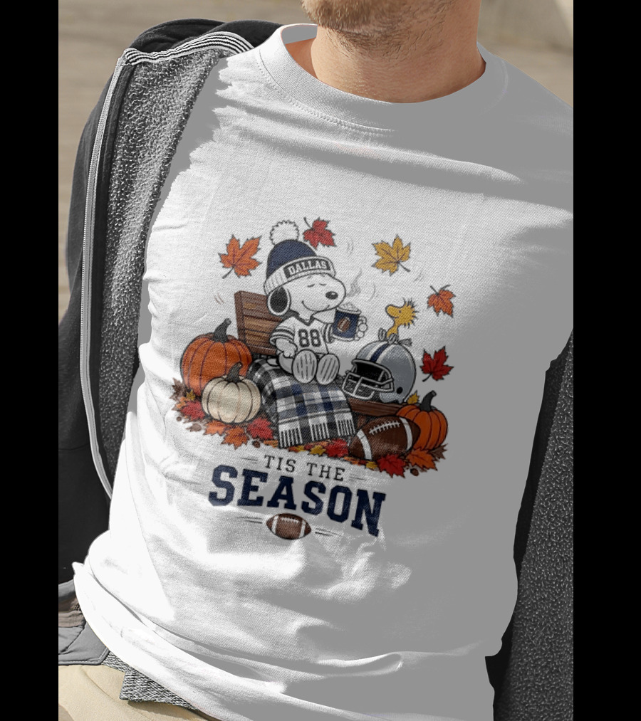 Dallas Cowboys Snoopy Woodstock Fall Football 'Tis The Season T-Shirt
