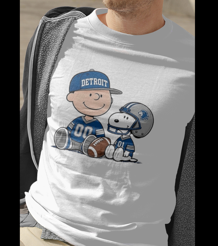 Detroit Lions Charlie Brown Snoopy Fan Jersey 00 01 Football T-Shirt