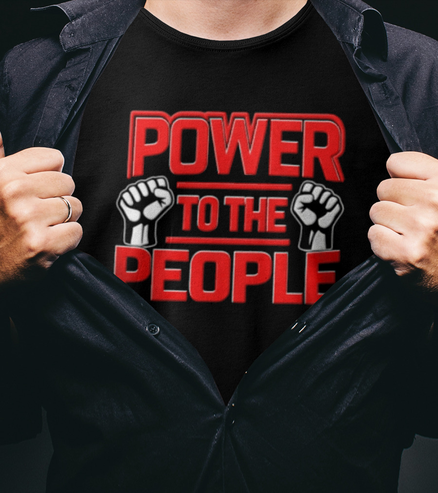Power To The People Two Raised Fists Red T-Shirt