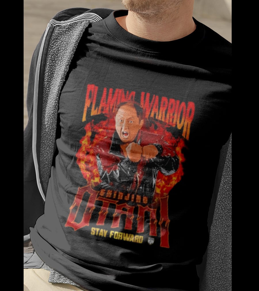 Shinjiro Otani Flaming Warrior NJPW Stay Forward Clenched Fists Fire T-Shirt