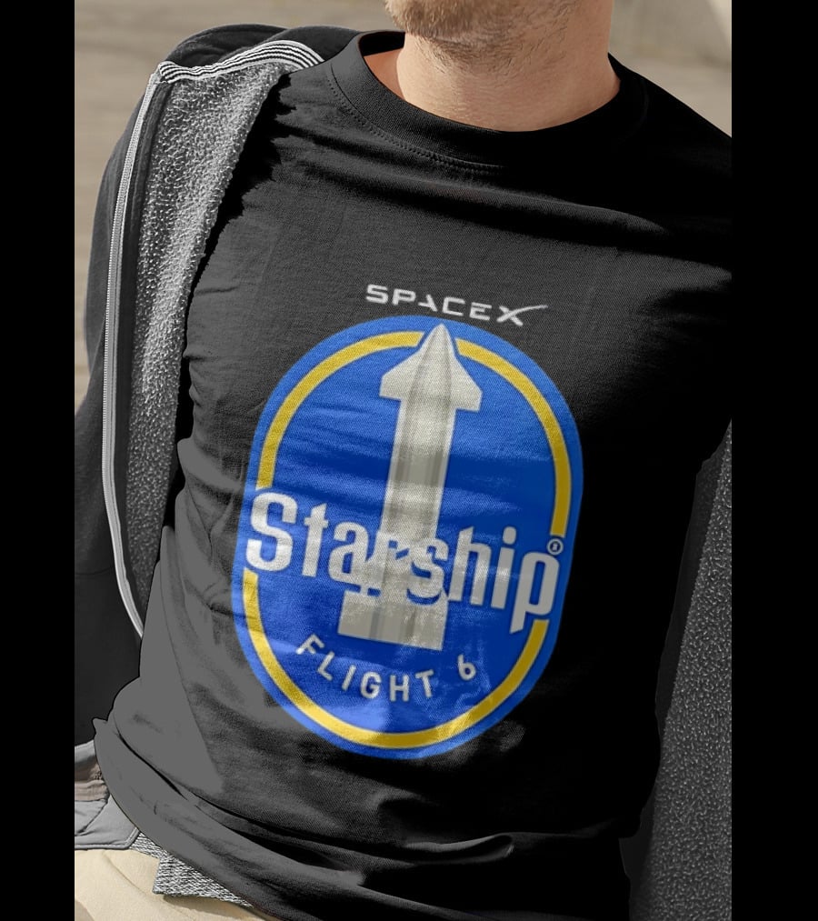 SpaceX Starship Flight 6 Mission Patch Emblem Space Exploration T-Shirt