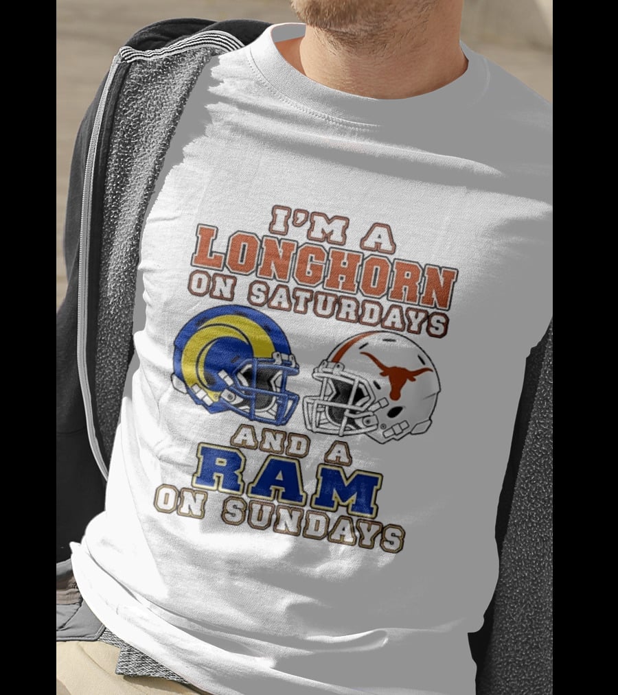 I'm A Longhorn On Saturdays And A Ram On Sundays Two Helmet 2026 T-Shirt