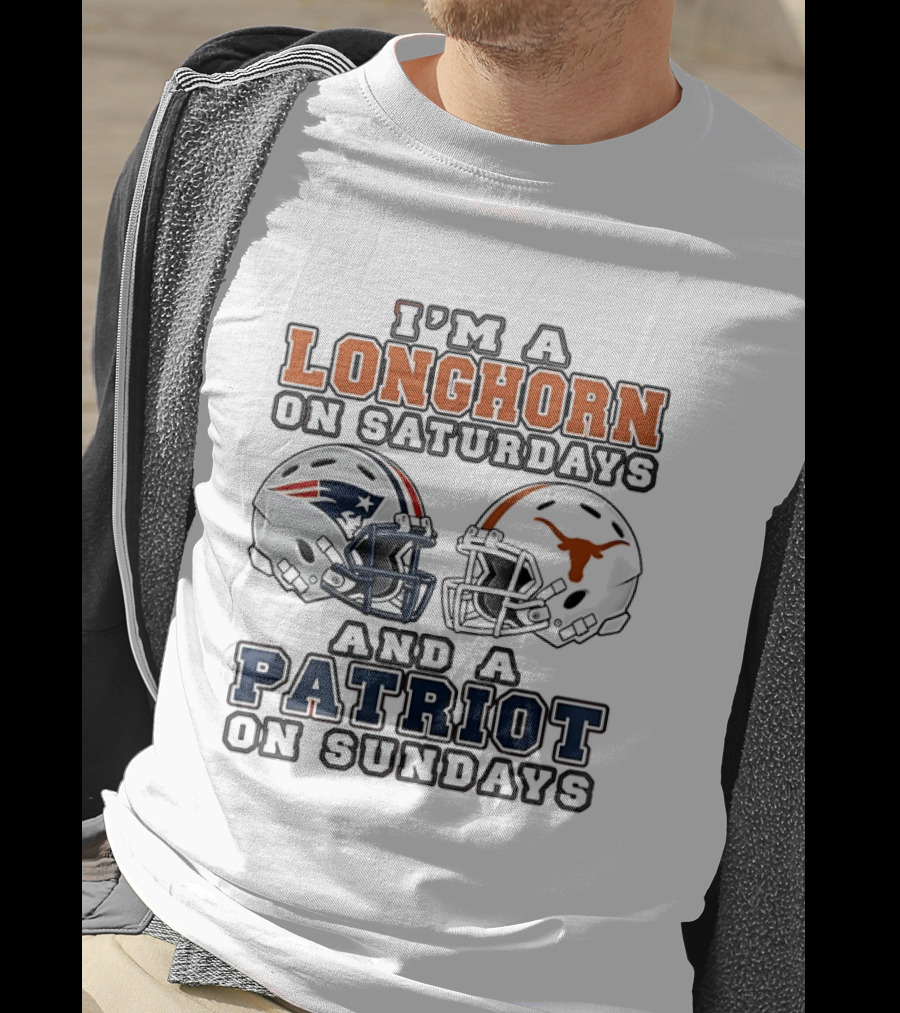 Texas Longhorns Saturdays New England Patriots Sundays Helmets 2026 T-Shirt