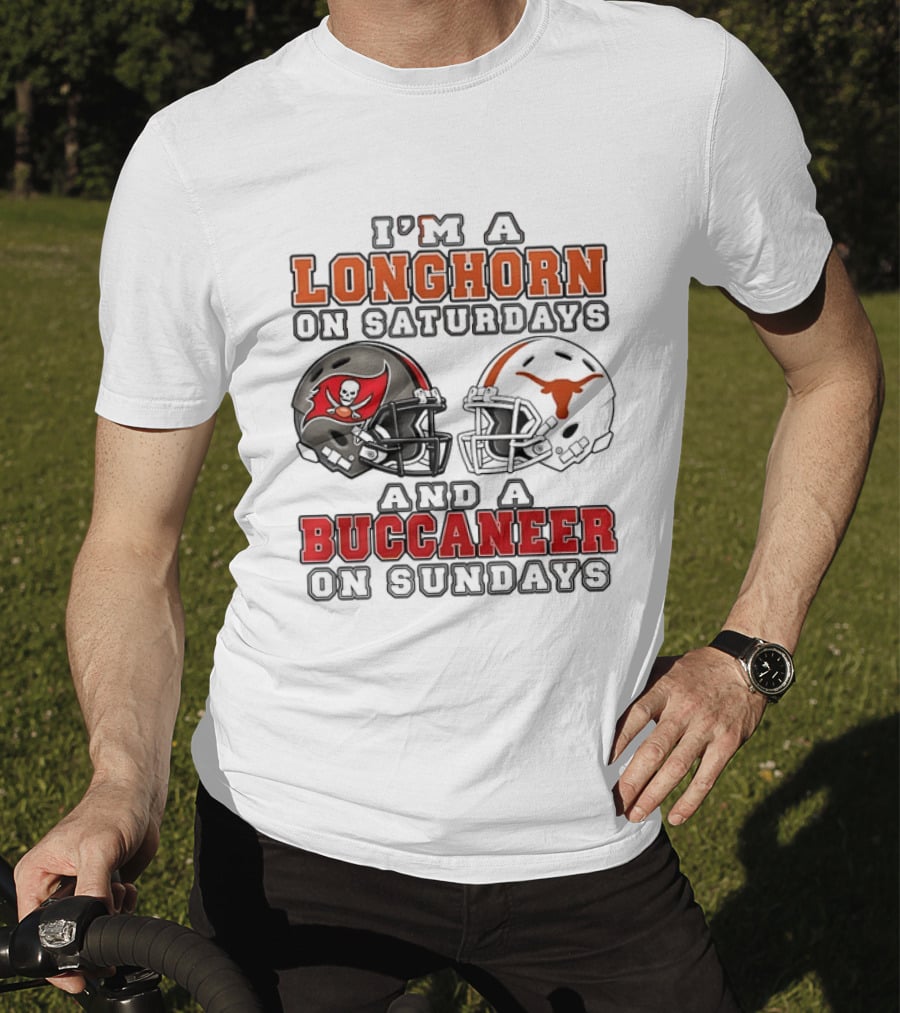I'm A Longhorn On Saturdays And A Buccaneer On Sundays Two Helmet 2026 T-Shirt