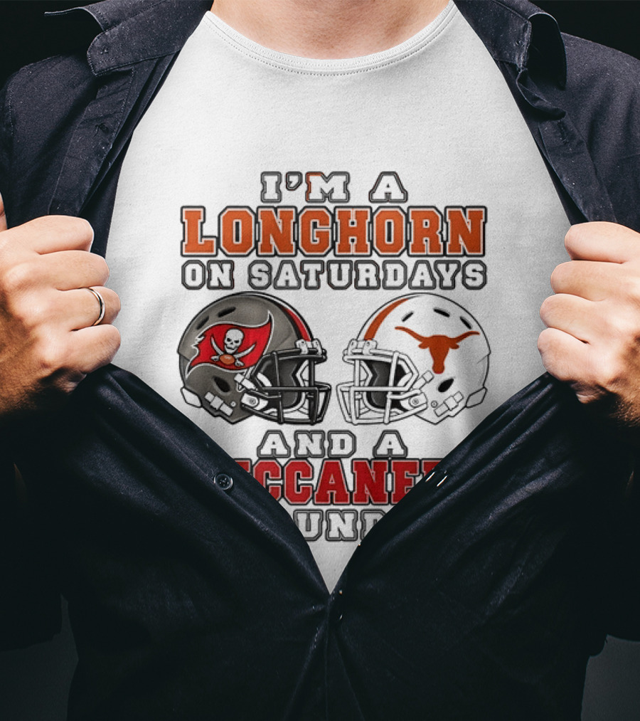 I'm A Longhorn On Saturdays And A Buccaneer On Sundays Two Helmet 2026 T-Shirt