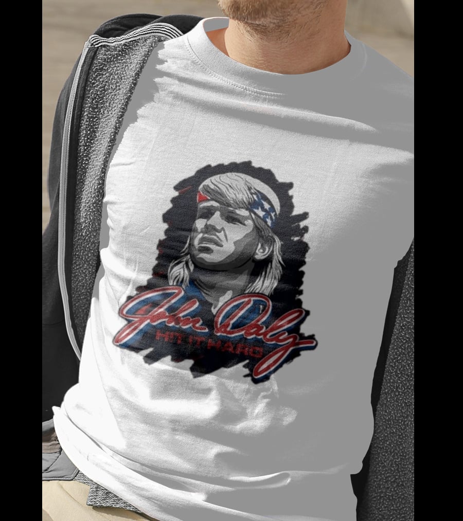John Daly Hit It Hard Man American Flag Bandana T-Shirt