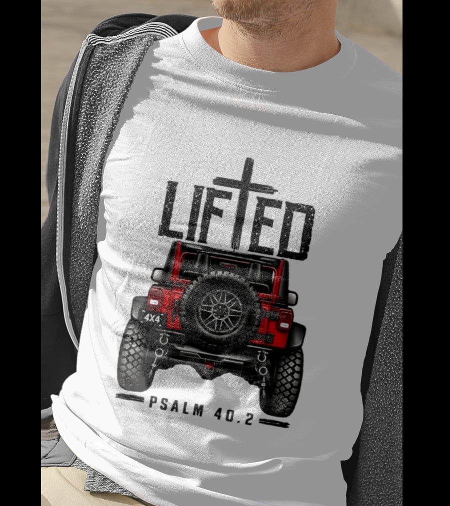 Lifted 4x4 Jeep Off Road Adventure Psalm 40:2 T-Shirt