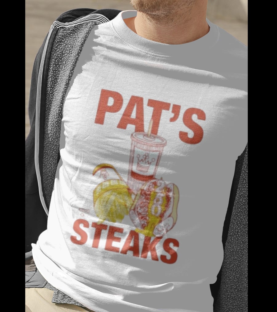 Pat's King Of Steaks 250 Cheesesteak Philadelphia Iconic Sandwich And Drink T-Shirt