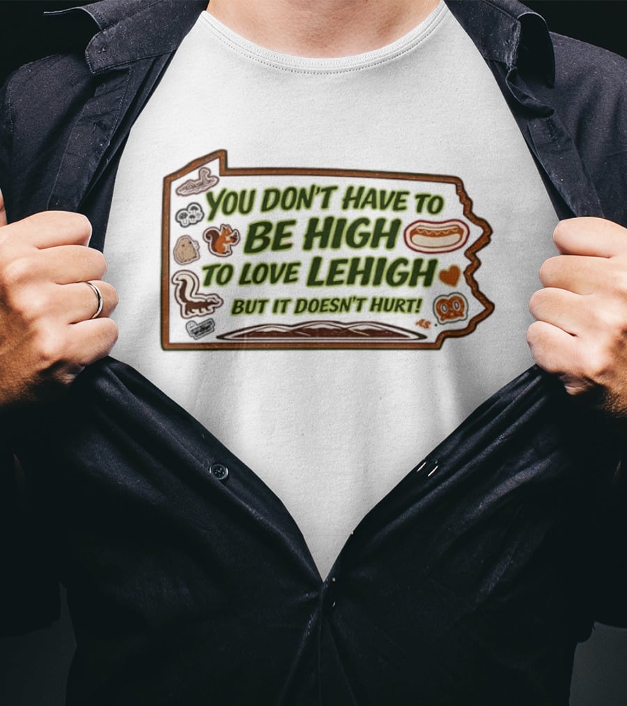 You Don't Have To Be High To Love Lehigh Hot Dog Heart State T-Shirt