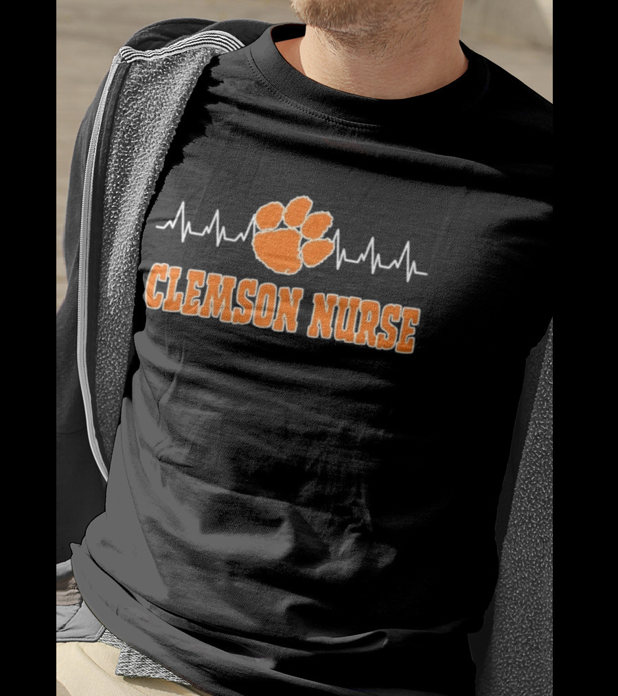 Clemson Nurse Heartbeat Paw Print Medical College Sports T-Shirt