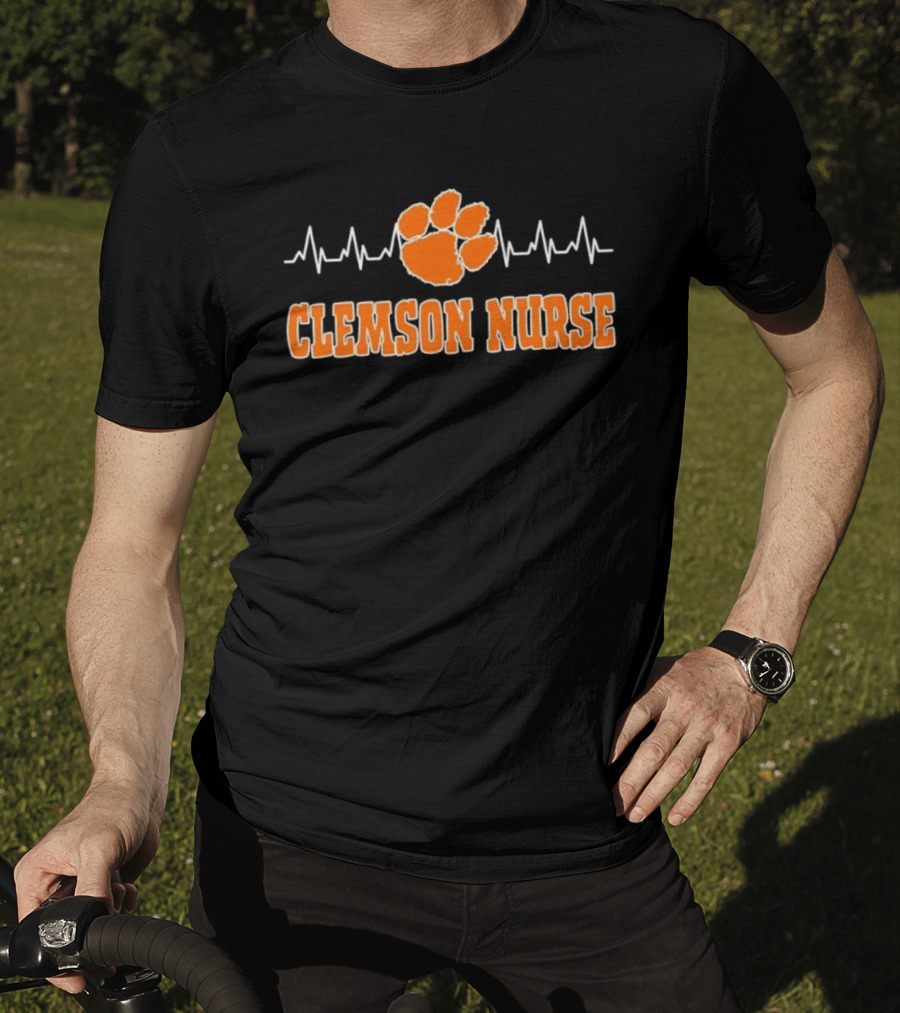 Clemson Nurse Heartbeat Paw Print Medical College Sports T-Shirt