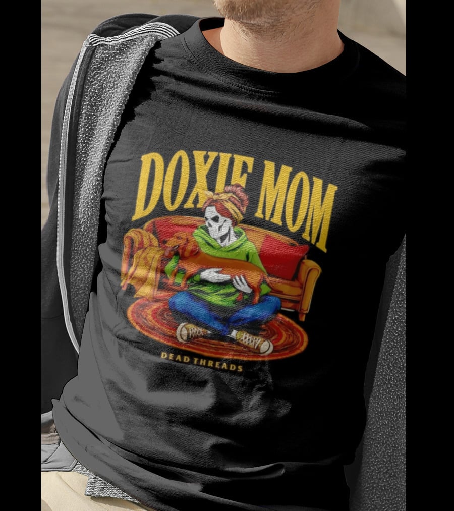 Doxie Mom Skeleton With Dachshund Wiener Dog Dead Threads T-Shirt