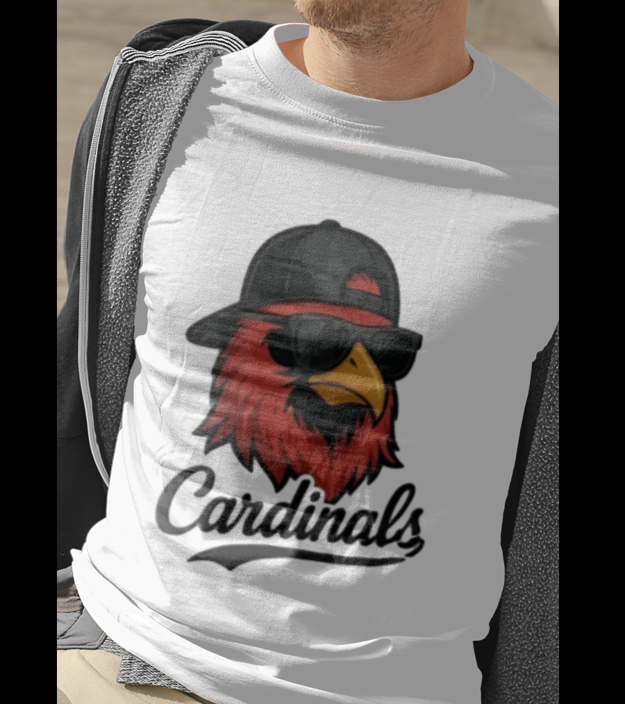 Cardinals Red Bird With Sunglasses And Cap T-Shirt