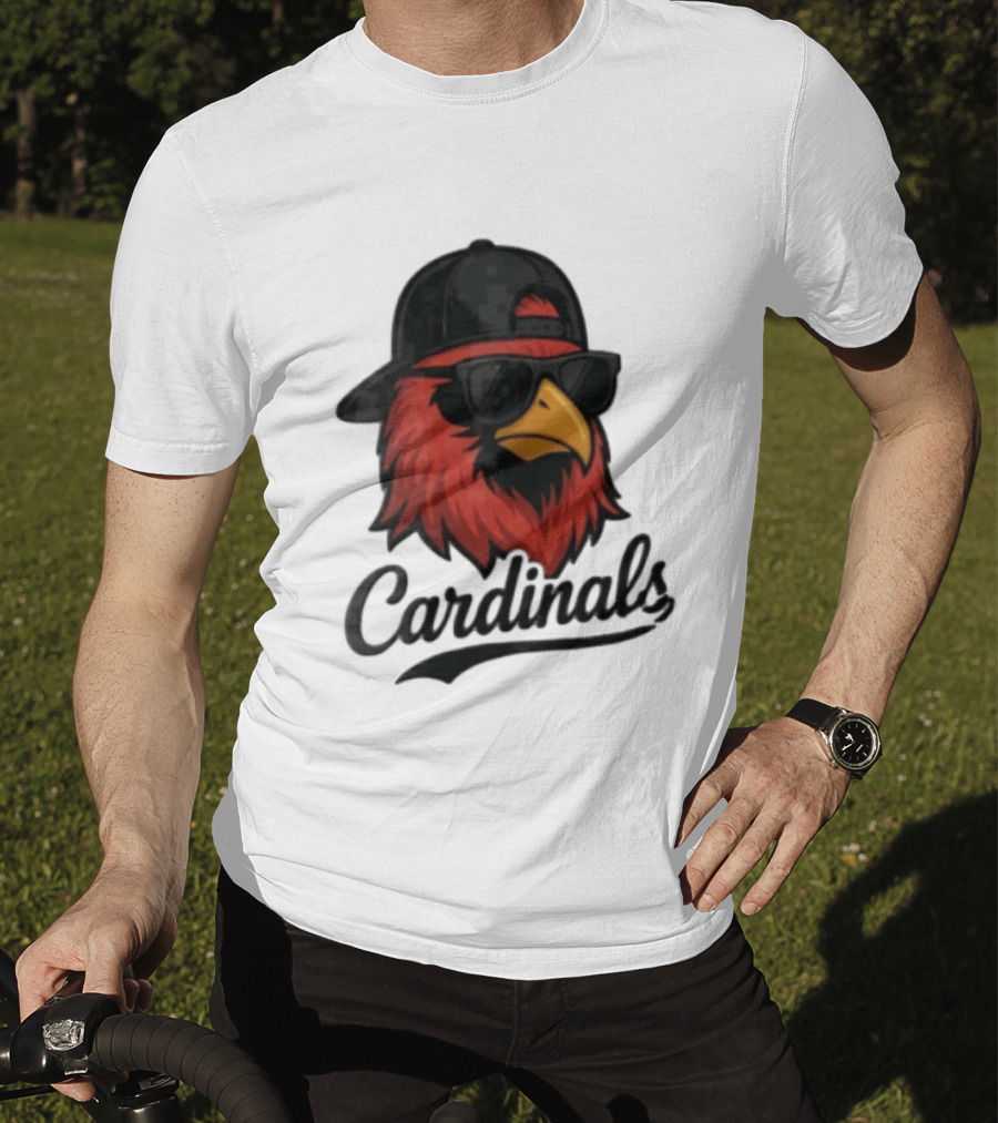 Cardinals Red Bird With Sunglasses And Cap T-Shirt