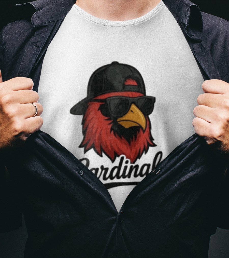 Cardinals Red Bird With Sunglasses And Cap T-Shirt