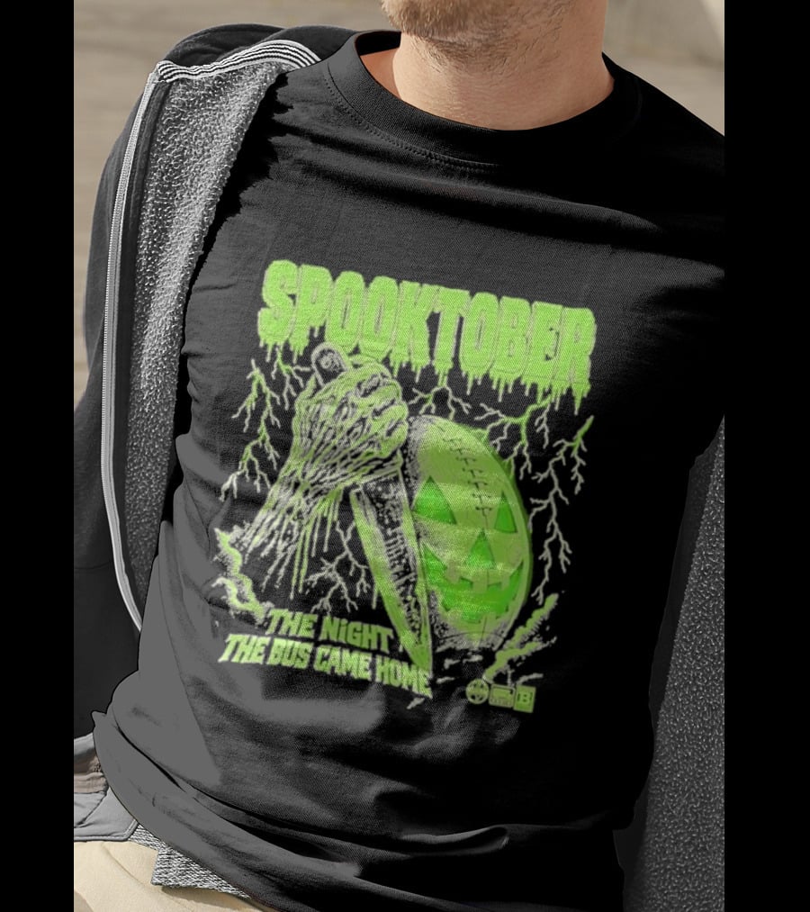 Spooktober The Night The Bus Came Home Halloween Knife Pumpkin Forest T-Shirt