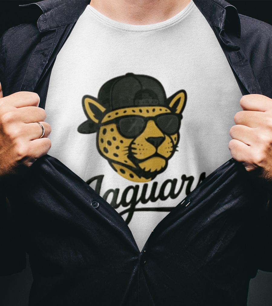 Jacksonville Jaguars Cool Jaguar With Cap And Sunglasses T-Shirt