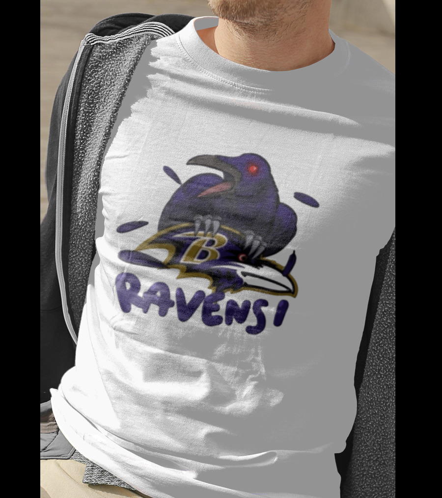 Baltimore Ravens Raven Bird Perched On Iconic Logo Ravens T-Shirt