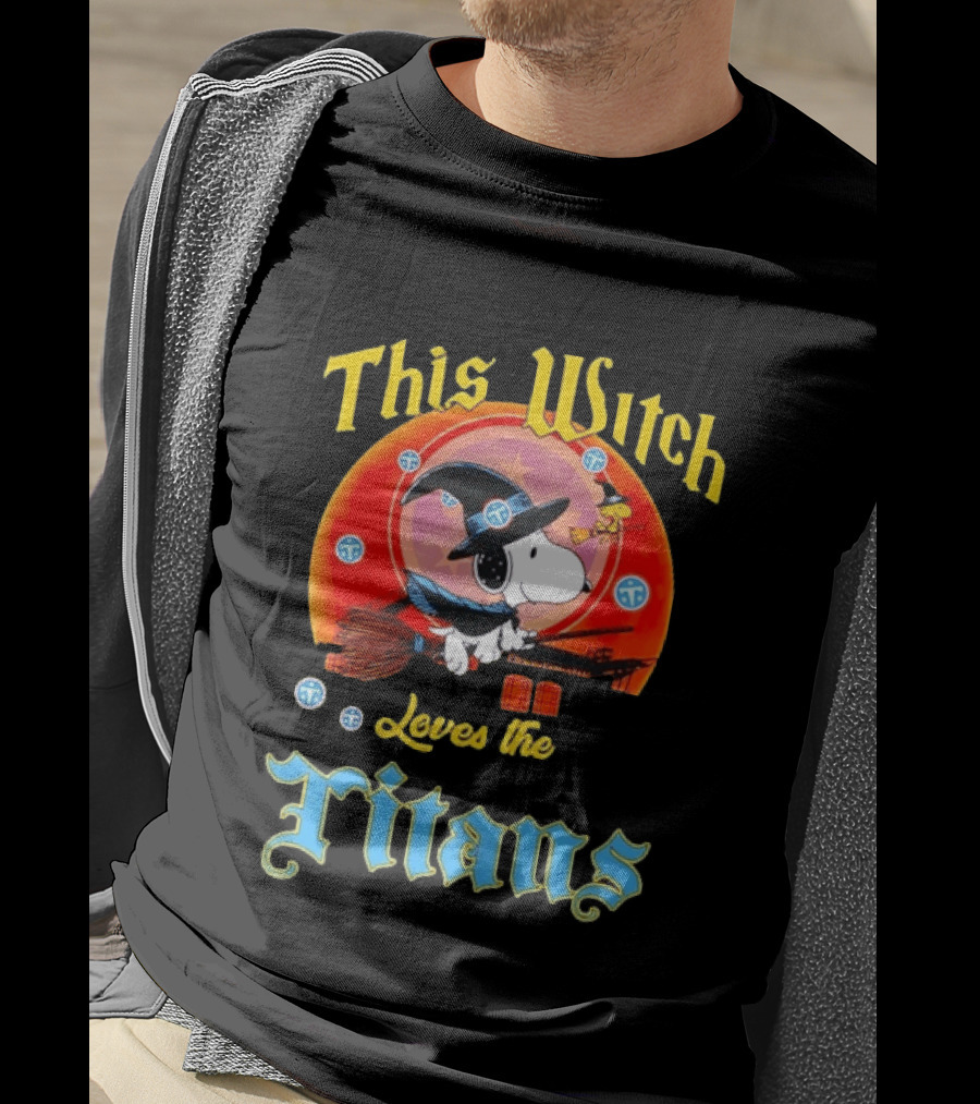 This Witch Snoopy Halloween Loves The Titans T-Shirt