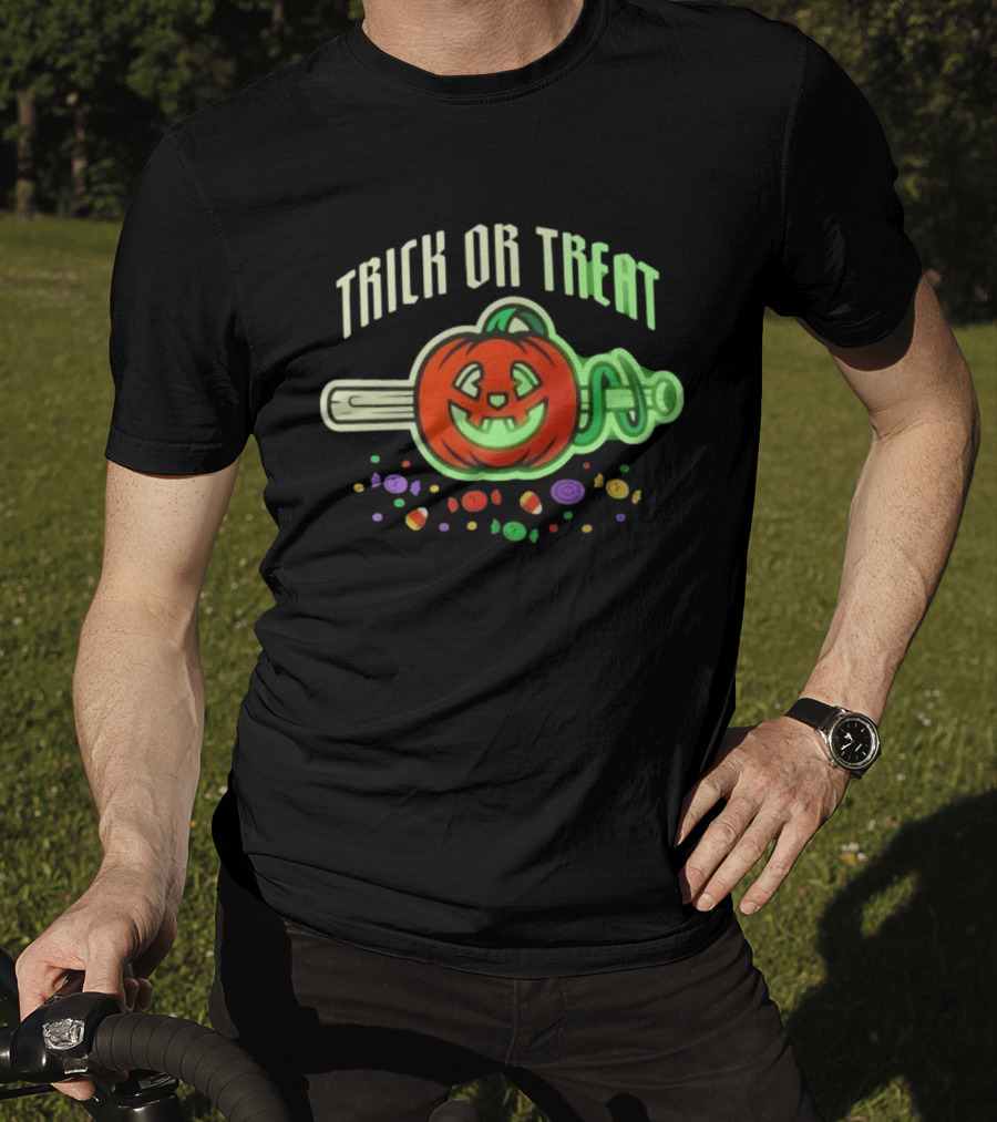 Trick Or Treat Halloween Pumpkin Baseball Bat Candy T-Shirt
