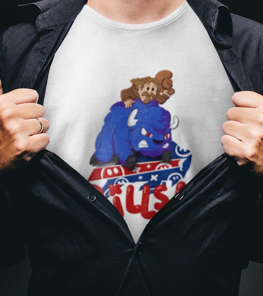 Buffalo Bills Cowboy Riding Angry Blue Bills T-Shirt