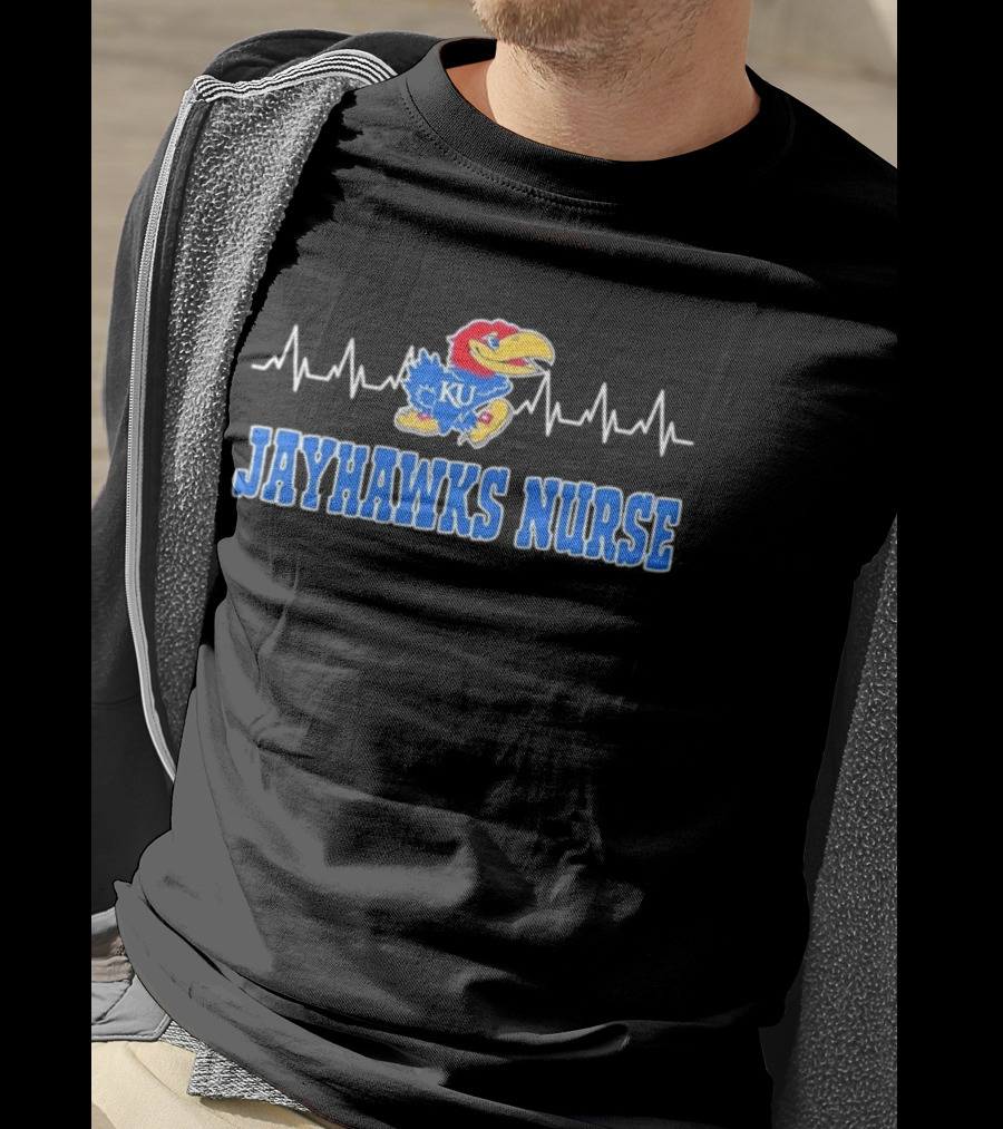 Kansas Jayhawks KU Nurse Heartbeat College Basketball T-Shirt