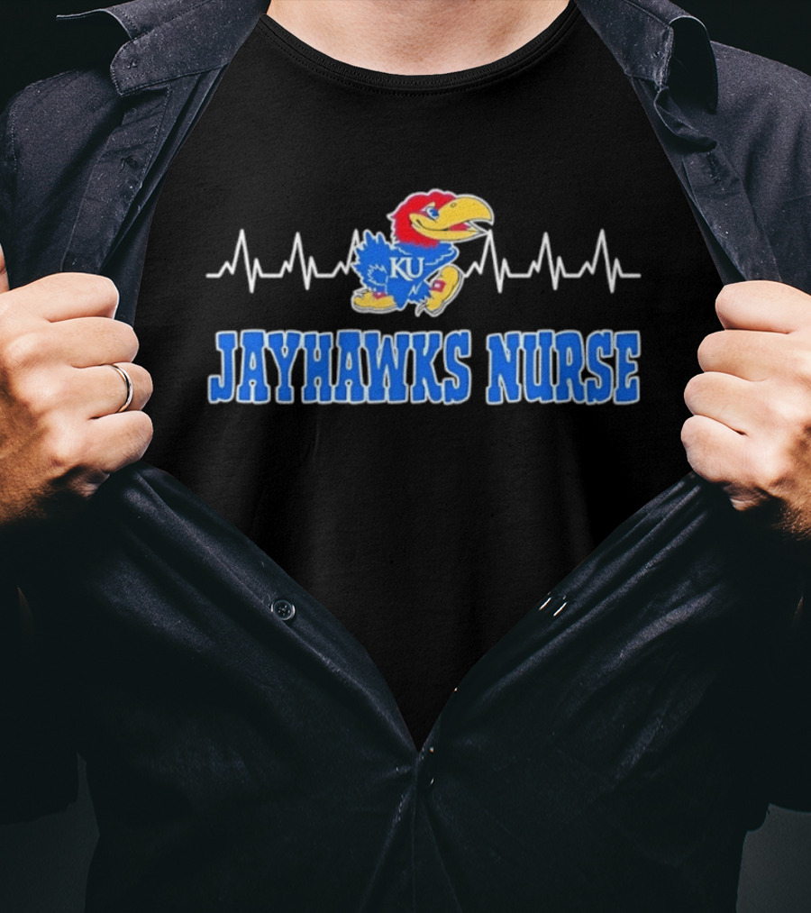 Kansas Jayhawks KU Nurse Heartbeat College Basketball T-Shirt