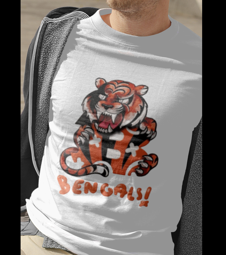 Cincinnati Bengals Snarling Tiger Over Bold B T-Shirt