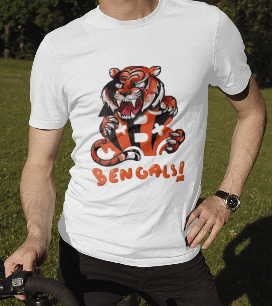 Cincinnati Bengals Snarling Tiger Over Bold B T-Shirt