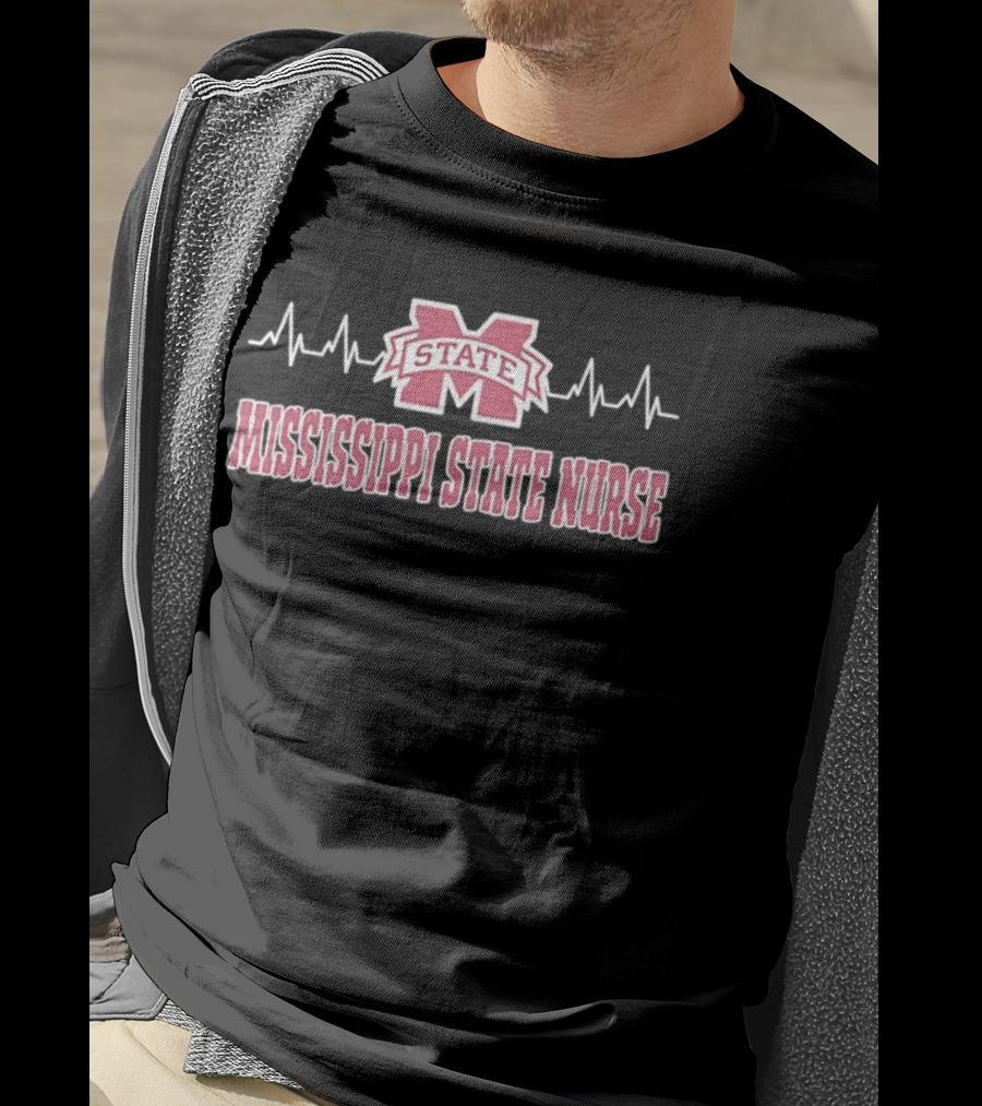 Mississippi State Nurse Heartbeat Bulldogs T-Shirt