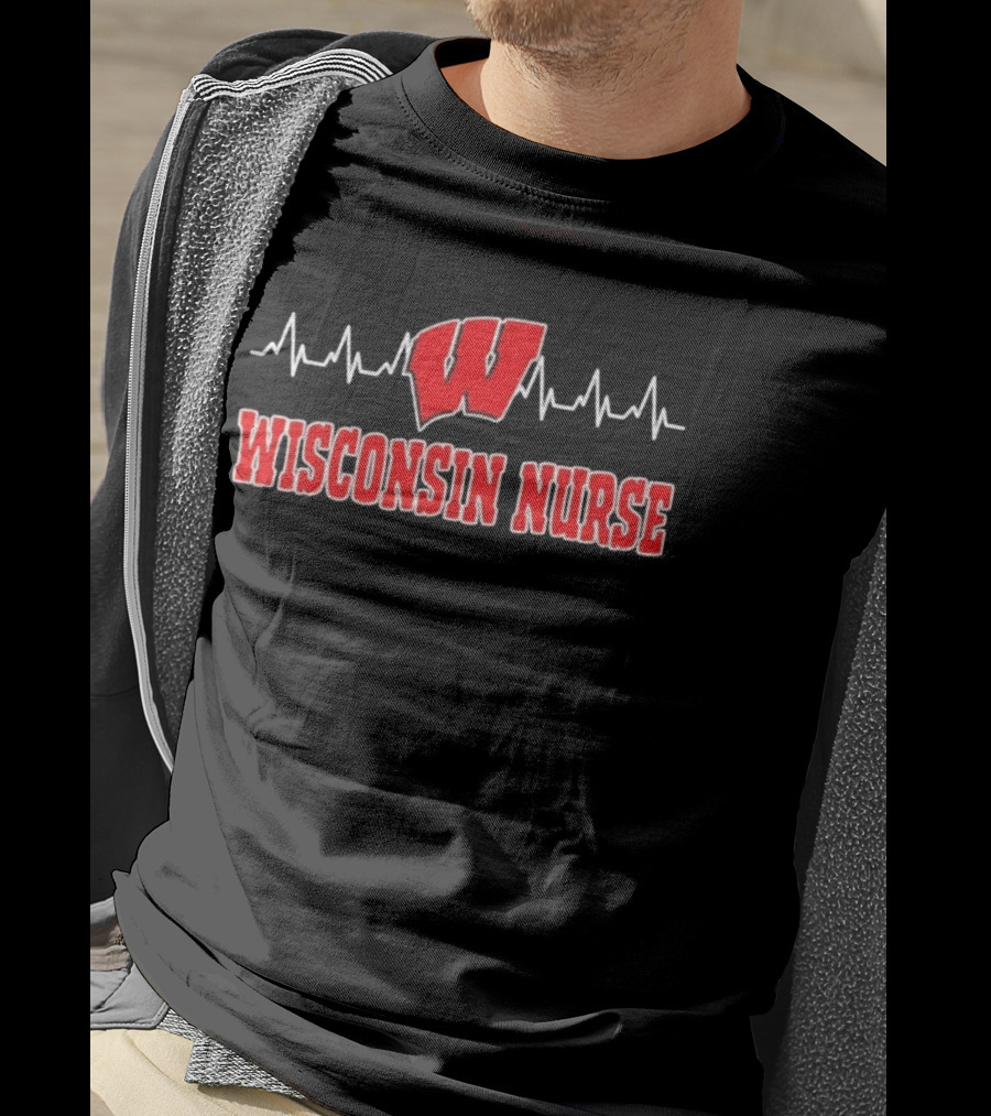Wisconsin Nurse Heartbeat Medical Badgers T-Shirt