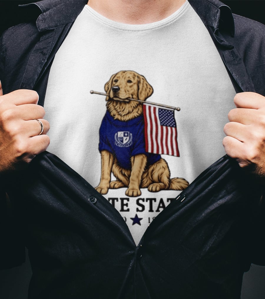 Pate State 2018 Golden Retriever American Flag T-Shirt