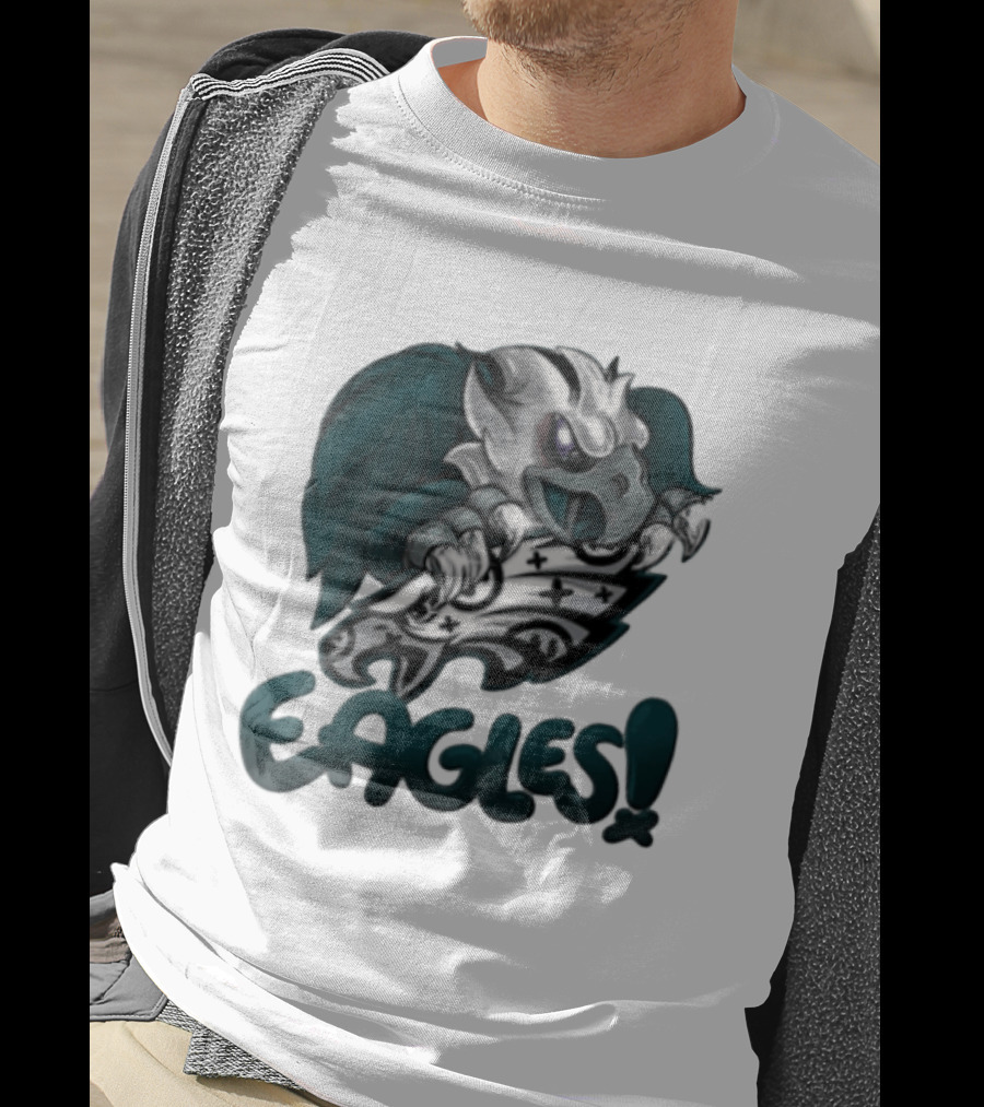 Philadelphia Eagles Aggressive Cartoon Eagle With Shield T-Shirt