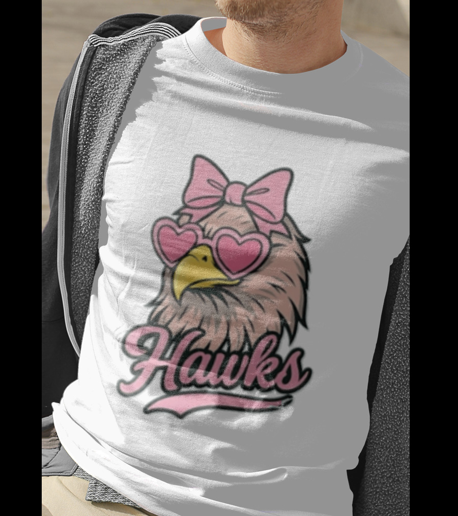 Hawks Eagle Pink Bow Heart Glasses T-Shirt