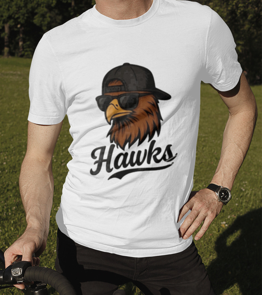 Hawks Eagle Wearing Sunglasses And Baseball Cap T-Shirt