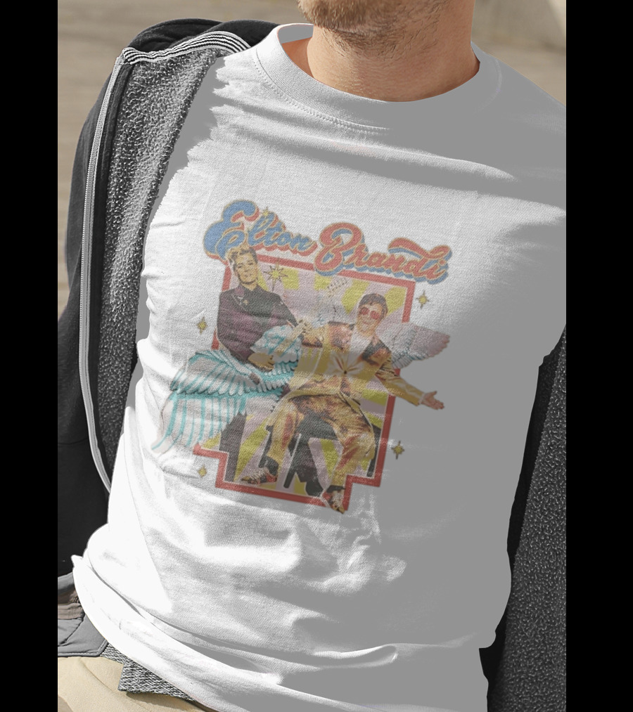 Elton John Brandi Carlile Winged Duo With Golden Outfit And Guitar T-Shirt