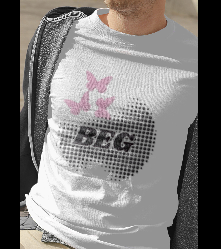 Pink Butterflies BEG Halftone T-Shirt