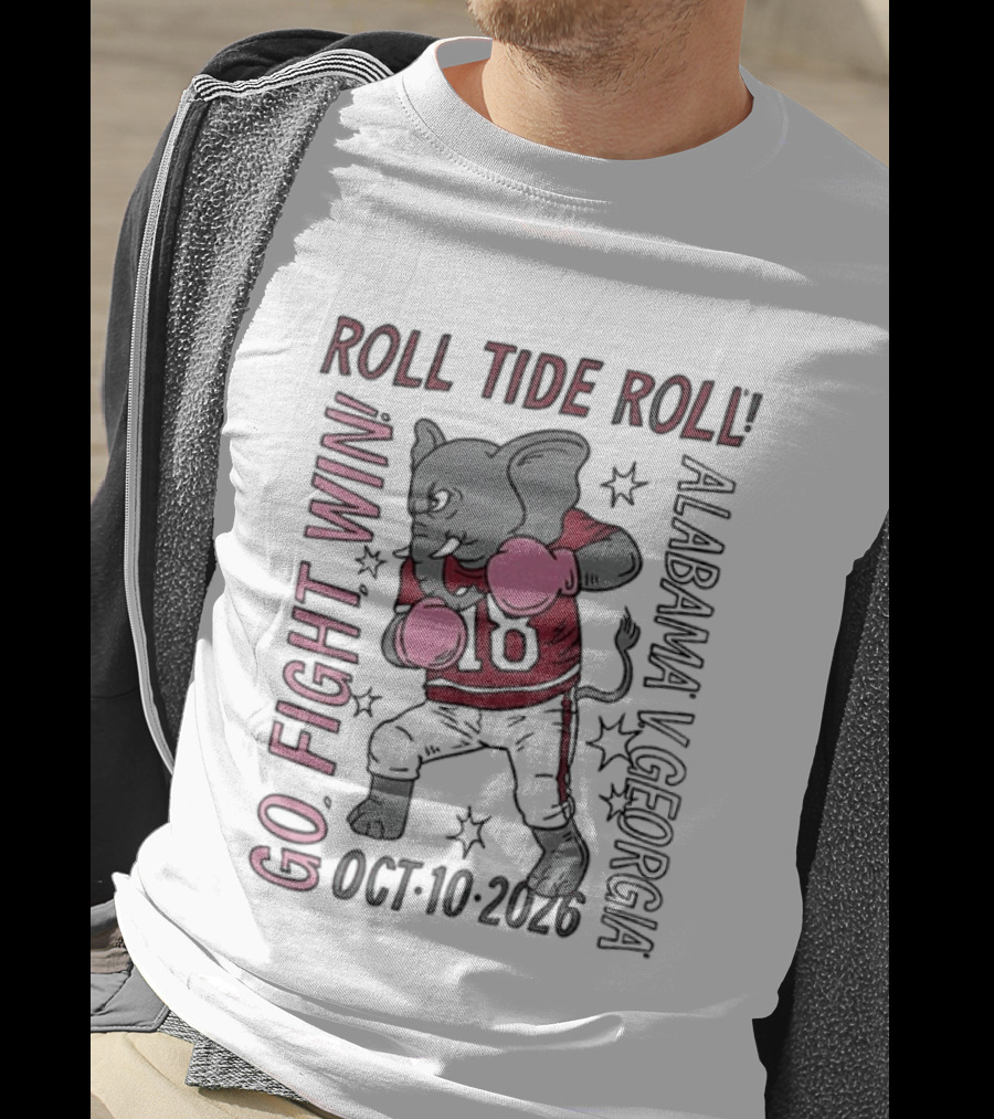 Alabama Crimson Tide Roll Tide Roll Go Fight Win October 10 2026 Vintage Elephant Boxing T-Shirt