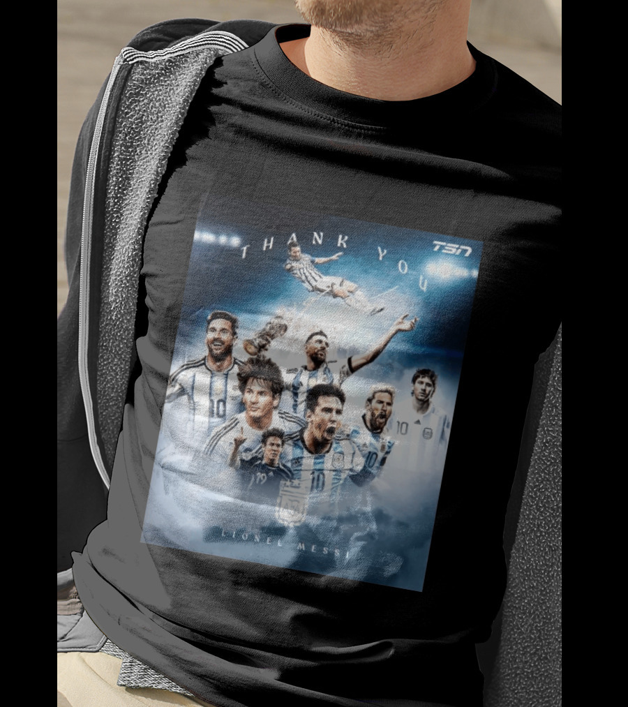 Thank You Lionel Messi TSN Argentina Soccer Legend With Trophy And Team Moments T-Shirt