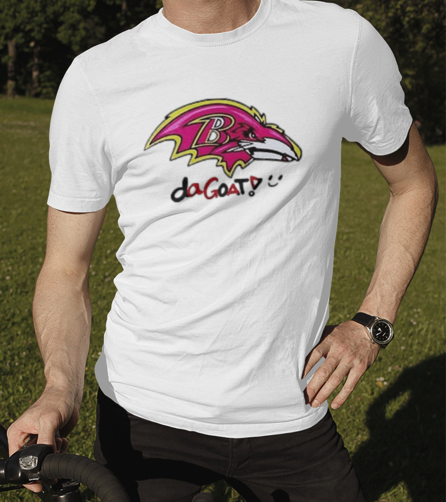 Baltimore Ravens Da Goat Pink Heroes Fighting Cancer T-Shirt