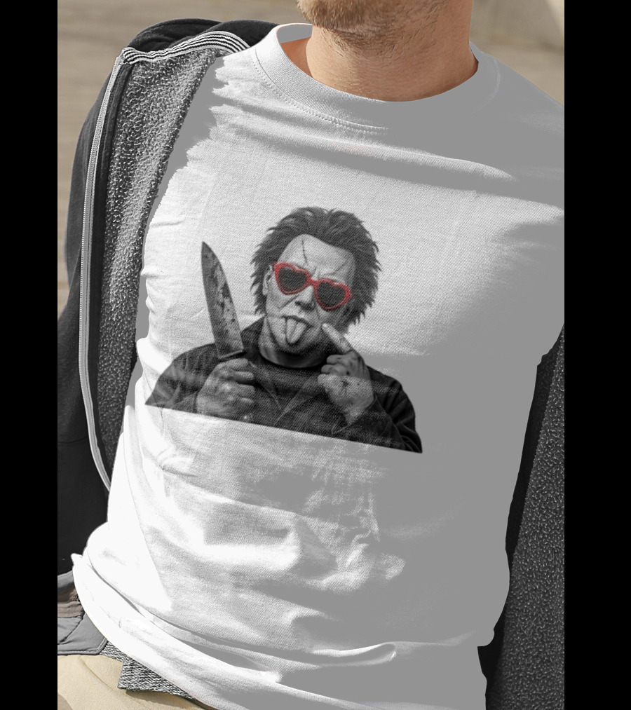 Michael Myers Heart Sunglasses Knife Halloween T-Shirt