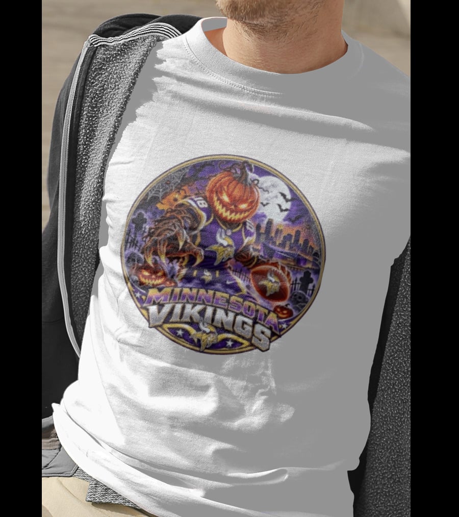 Minnesota Vikings Halloween Jack O' Lantern Football Spooky Night T-Shirt