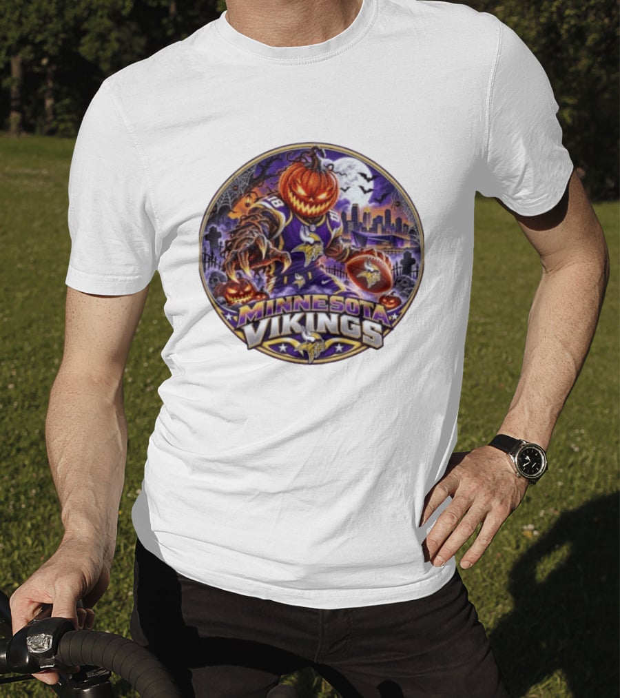 Minnesota Vikings Halloween Jack O' Lantern Football Spooky Night T-Shirt