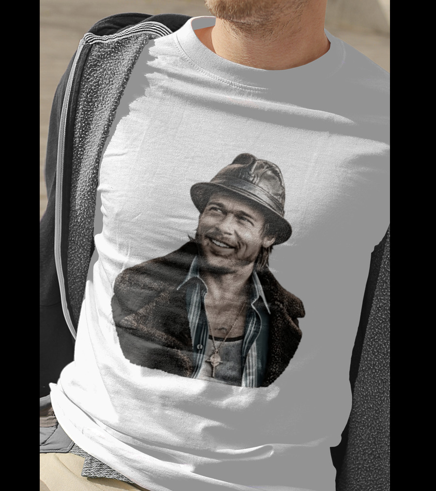 Brad Pitt Leather Jacket And Hat Style Killing Them Softly Jackie Cogan T-Shirt